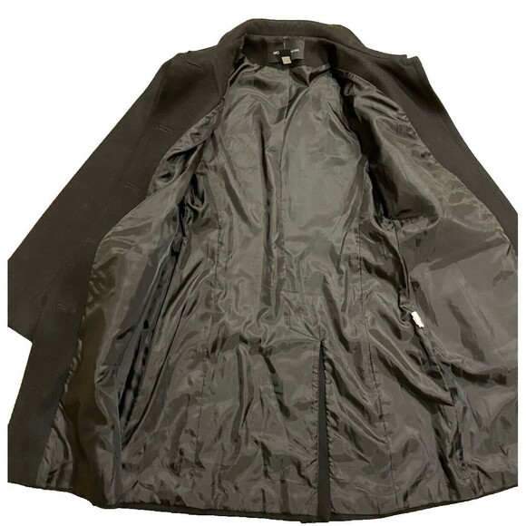 Women’s Black Wool Long Single Breast Pea Coat Moda International Black Sz. 14 - Picture 5 of 7